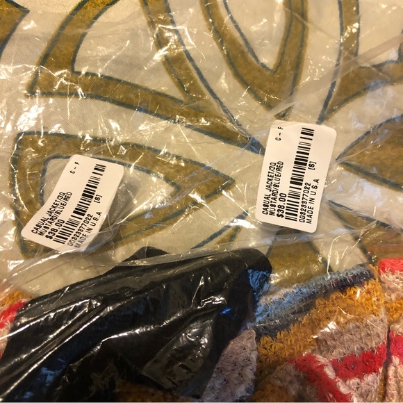 Striped waffle knit cardigan (mustard/blue/red/multi) - Sz small - Picture 3 of 4